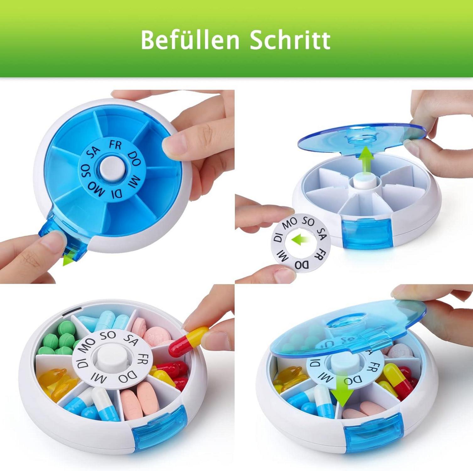 Tablettenbox 7 Tage klein Pillendose Medikamentenbox Wochenbox