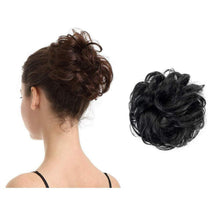 Echthaar Haarteil Haargummi Schwarz Locken Dutt Extensions
