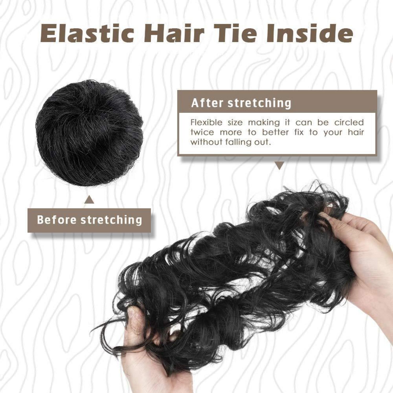 Echthaar Haargummi unordentlicher Dutt Schwarz 100% Echthaar extensions Hochsteckfrisuren