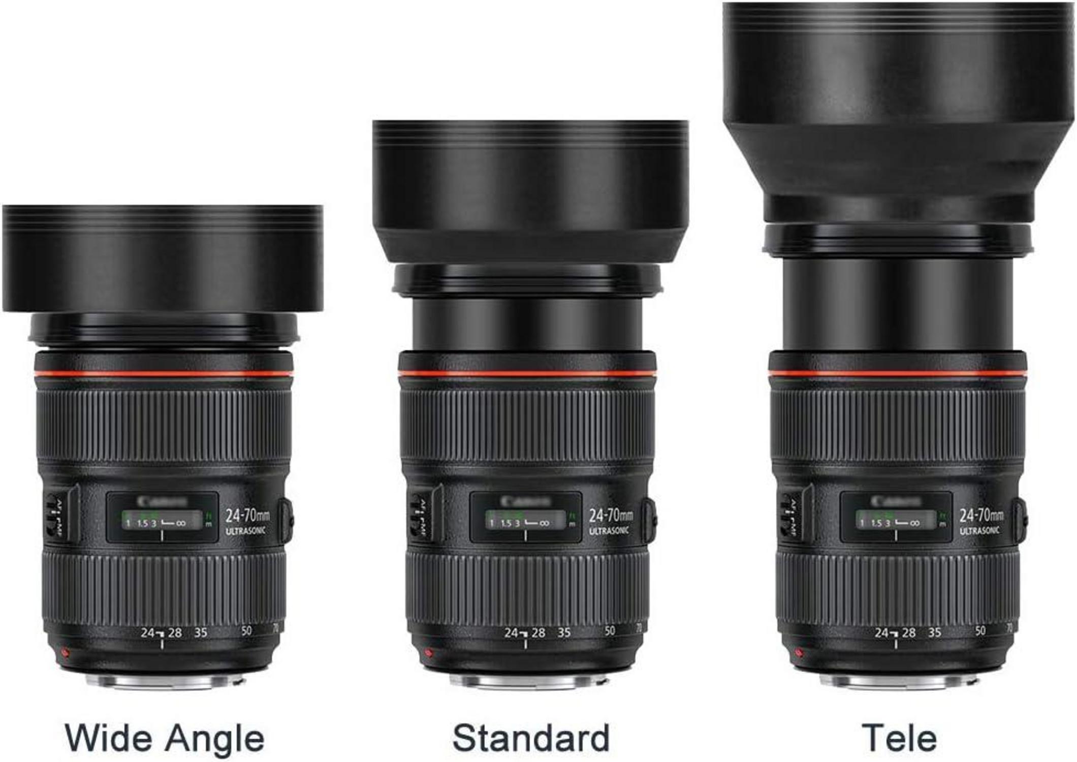 58mm Gegenlichtblende Set Universal Gummi Sonnenblende + Tulip Blume