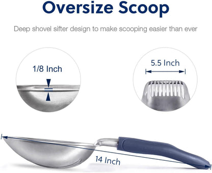WePet Katzenstreu Aluminiumlegierung Sieb Scoop langlebige