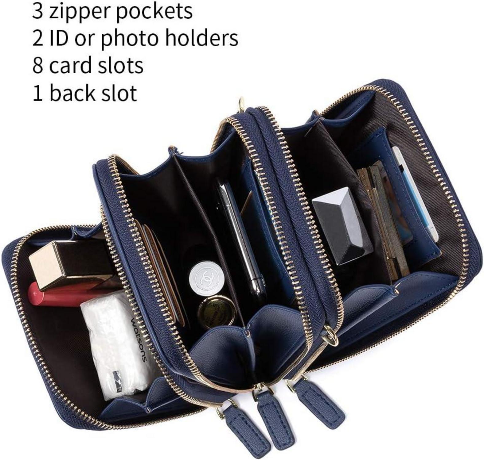 Umhängetasche Damen Crossbody Leder Dunkelblau mit Kartenfächer