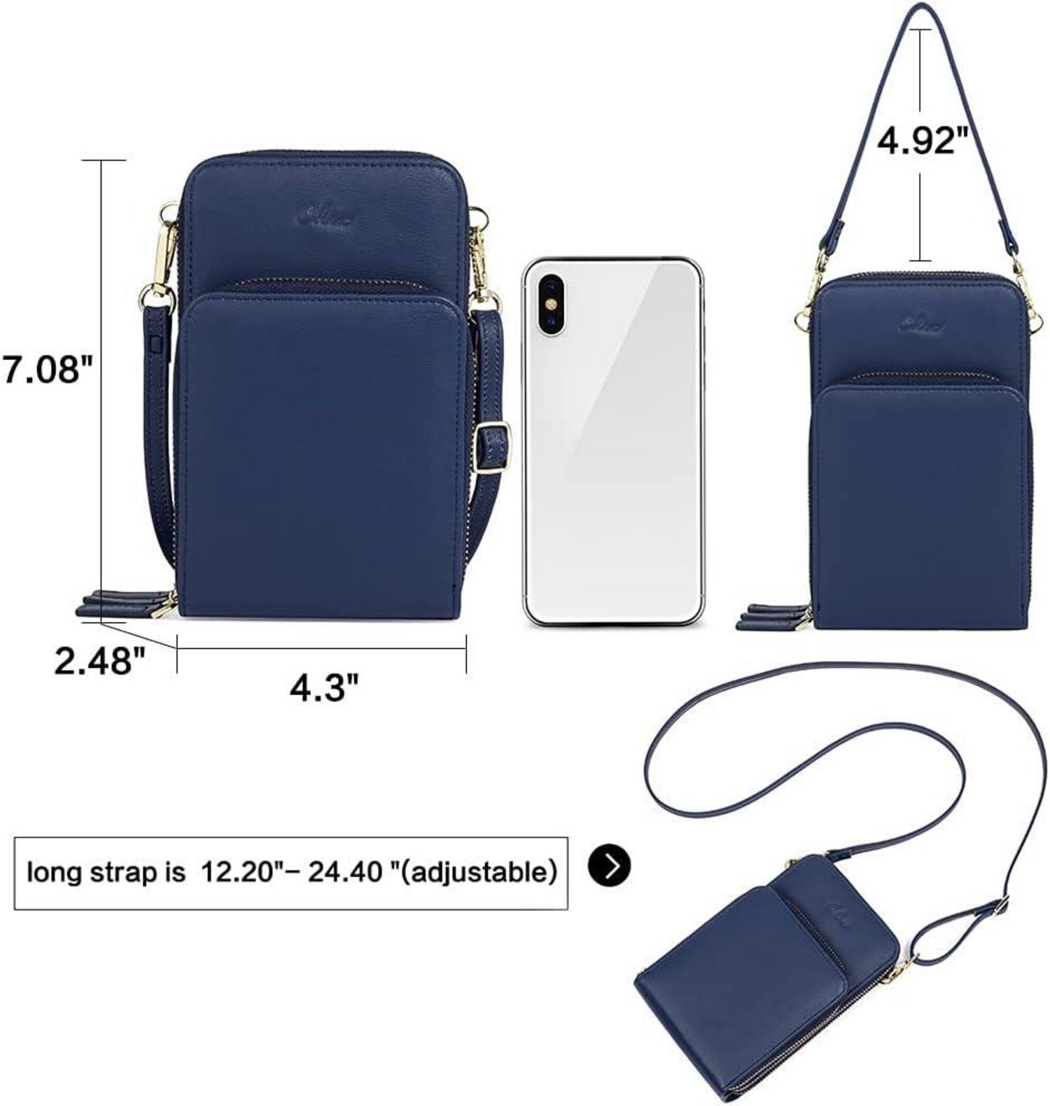 CLUCI Umhängetasche Damen Crossbody Leder Handytasche Geldbörse Schultertasche Schwarz