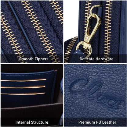 CLUCI Damen Umhängetasche Crossbody Leder Schultertasche Blau