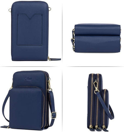 Umhängetasche Damen Leder Crossbody Schultertasche Kartenfächer