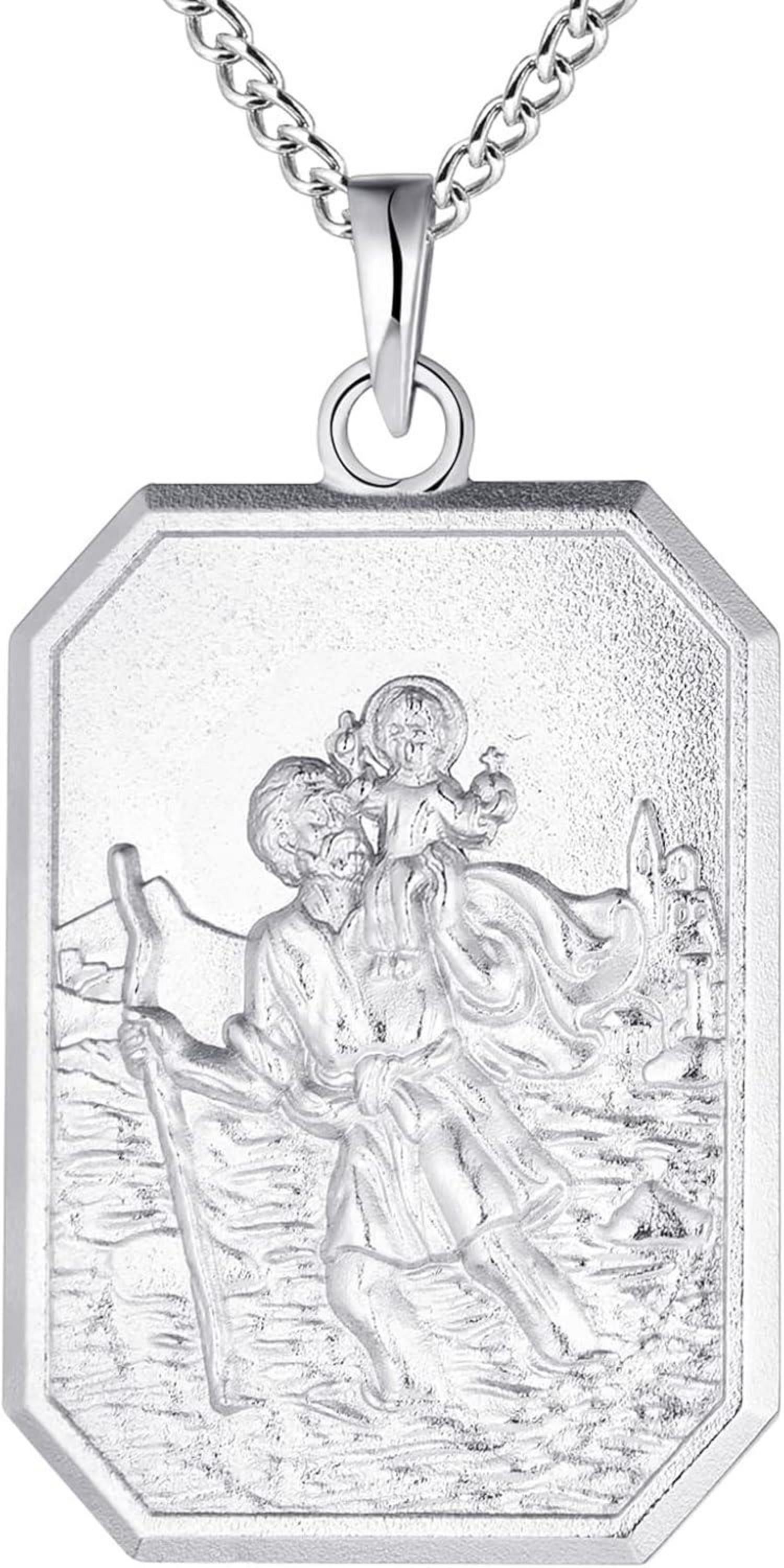 Heiliger Christophorus Kette 925 Sterling Silber Antiqued Talisman