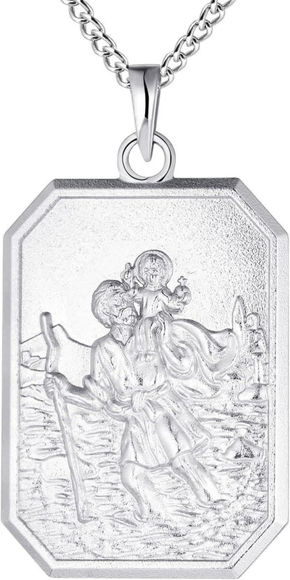 Heiliger Christophorus Kette 925 Sterling Silber Antiqued Talisman