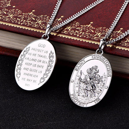 Heiliger Christophorus Kette 925 Sterling Silber Anhänger 24