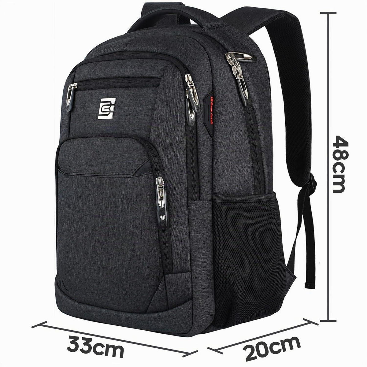 18 Zoll Laptop Rucksack Herren – Schulrucksack Retro Schwarz