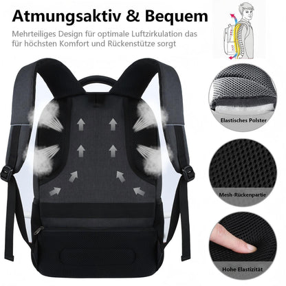 18 Zoll Laptop Rucksack Herren – Schulrucksack Retro Schwarz
