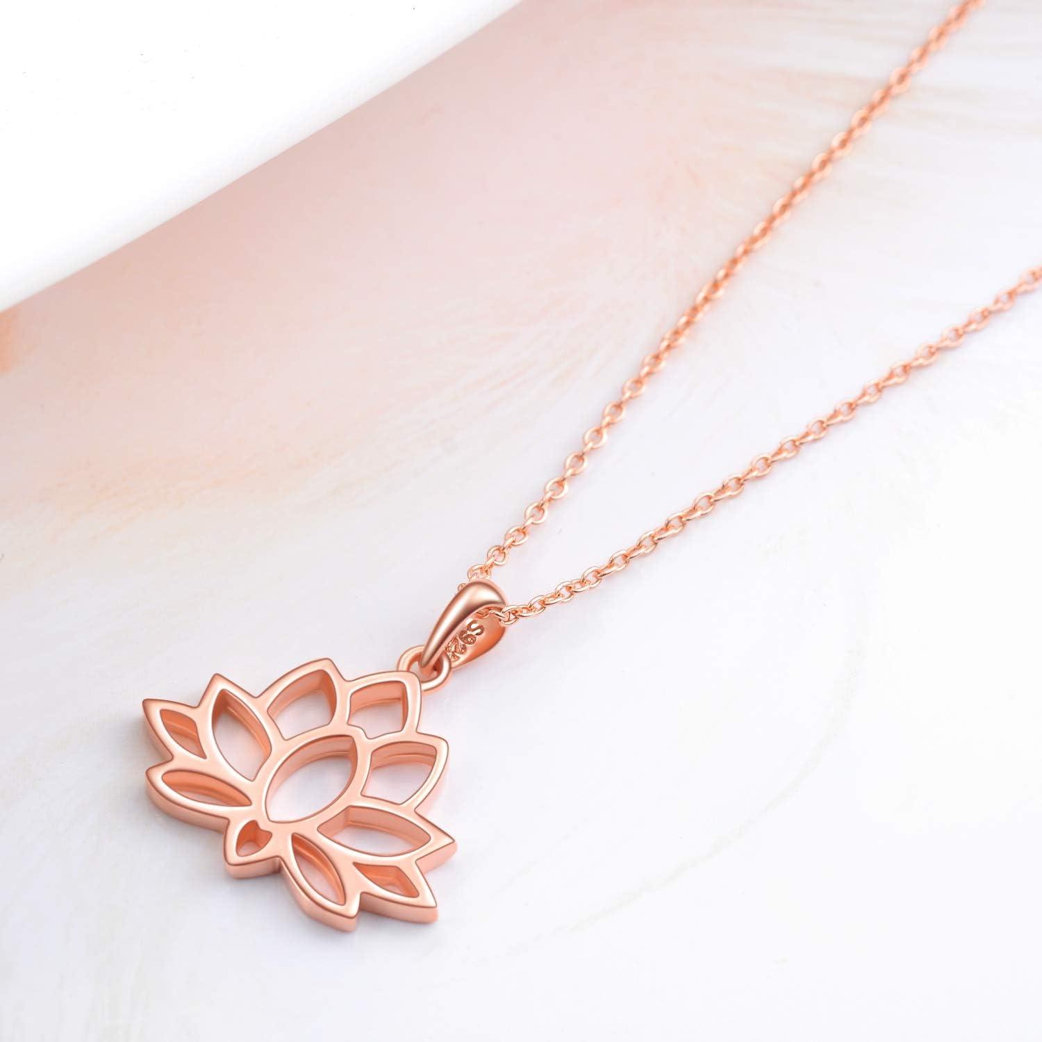 Yoga Lotus Flower Anhänger Halskette Sterling Silber Frauen Mädchen
