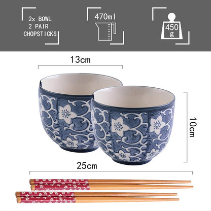 Japanisches Porzellan Tafelservice Set, Blau mit Schalen und
