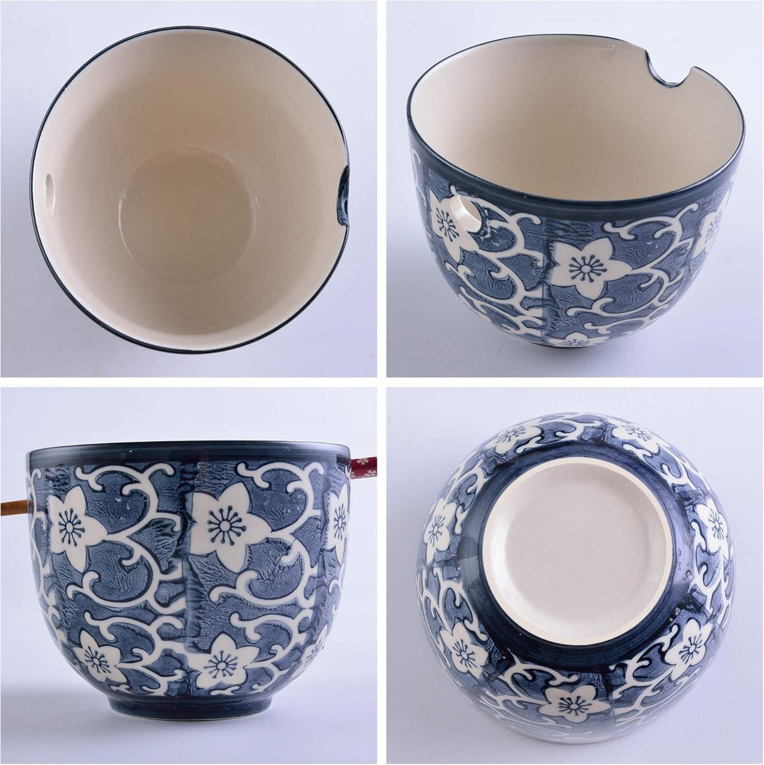 Panbado 4-teilig Porzellan Tafelservice Set Blau mit Essstäbchen