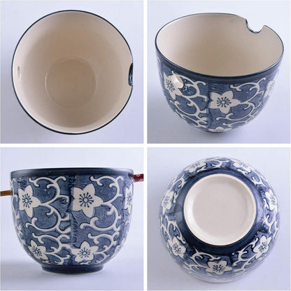 Panbado 4-teilig Porzellan Tafelservice Set Blau mit Essstäbchen