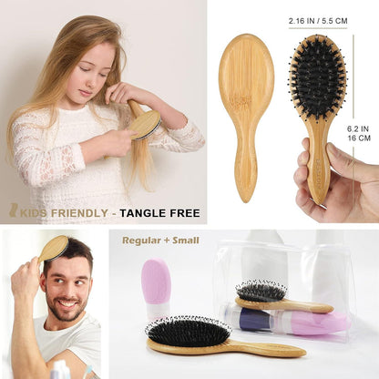 BESTOOL Haarbürstenset 2 Stück Normal Klein Bambus Stylingbürste