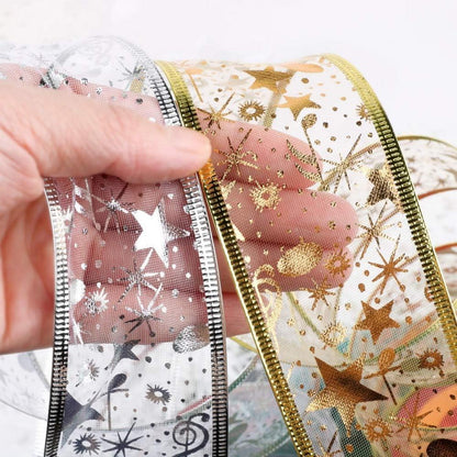 Weihnachtsband 10 Yard mit Draht Geschenkband Glitzerband 2 Rollen