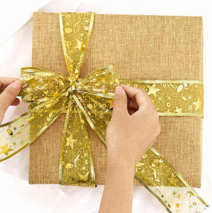 Weihnachtsband 2x10 Yard Gold Silber Glitzer Draht DIY Bänder