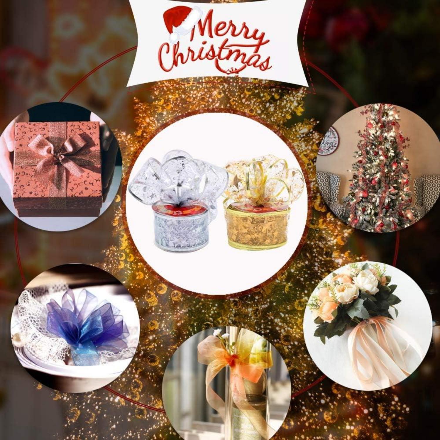 Weihnachtsband mit Draht für Dekoration, Geschenkverpackung, DIY - 2