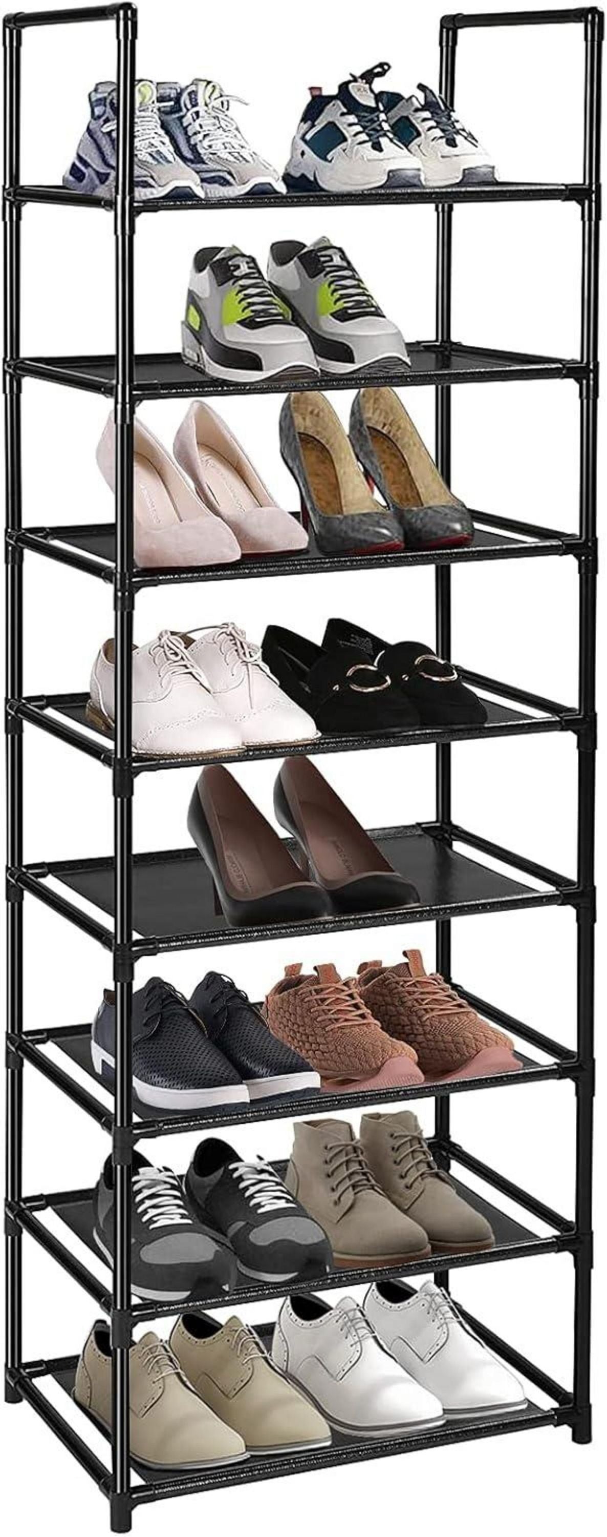 Schuhregal 8 Ebenen für 16-20 Paar Schuhe schwarzplatzsparend