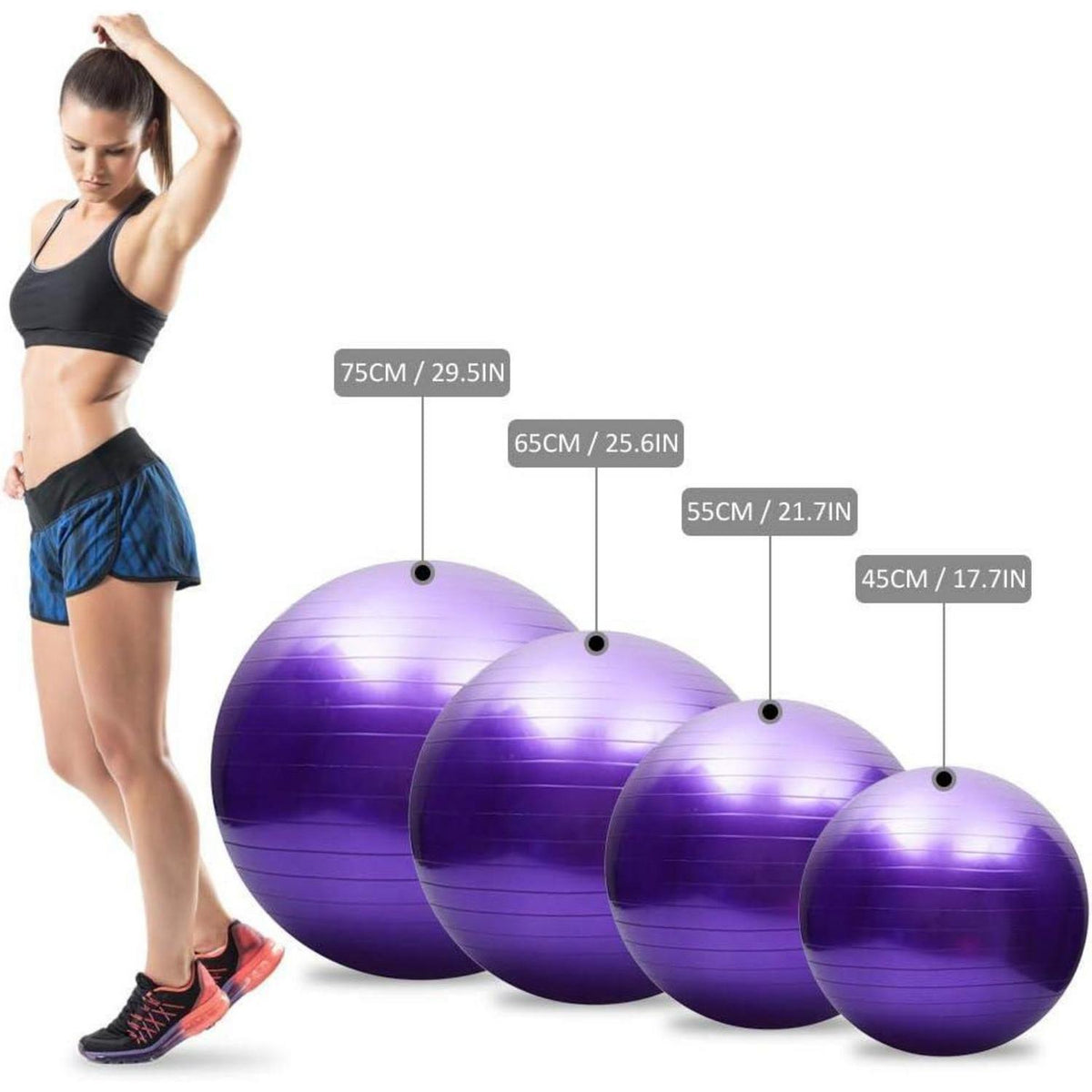 Gymnastikball Anti-Burst 65cm Pink mit Luftpumpe
