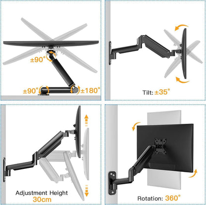 Monitor Wandhalterung 17-32 Zoll LED/LCD/TV Bildschirm, Gasdruckfeder Arm, VESA 75mm 100mm
