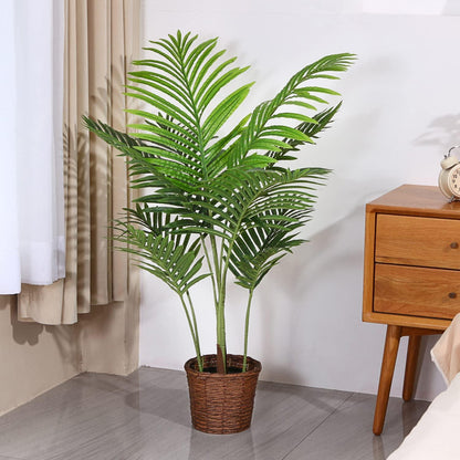 Künstliche Areca Palme 110cm Fake Palm Tree 10 Stämme Faux Tree für Indoor Outdoor Modern Decor