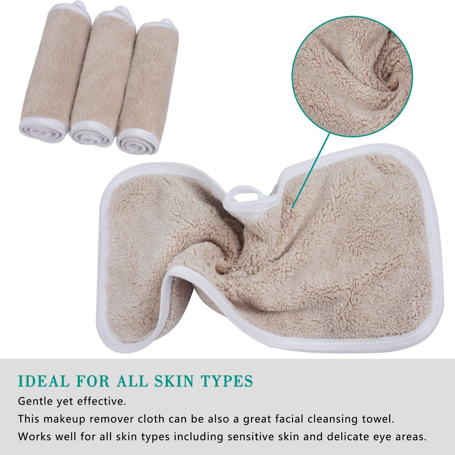Make-up Entferner Tuch Waschlappen 3er Pack Wiederverwendbar 15cmx30cm Braun Beige
