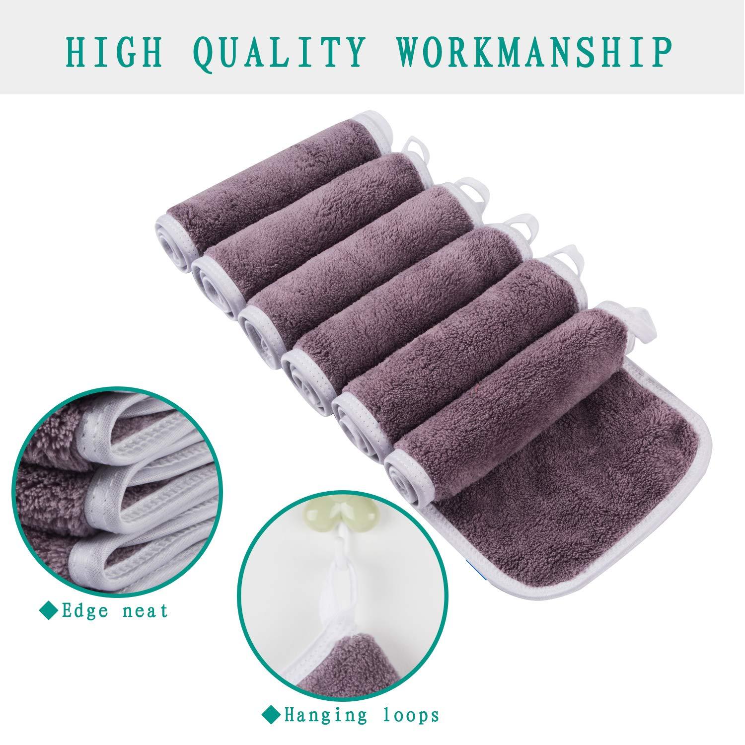 6er Pack Waschlappen Microfaser Abschminktücher Gesicht 15x30cm lila
