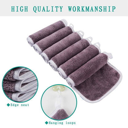 6er Pack Waschlappen Microfaser Abschminktücher Gesicht 15x30cm lila