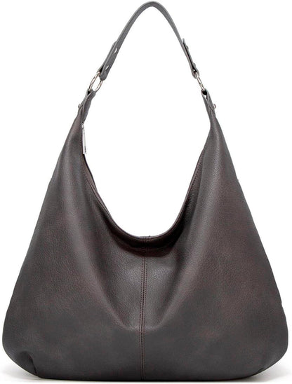 Vintage PU Leather Hobo Shoulder Bag with Zipper