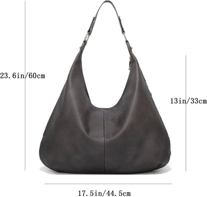 Vintage PU Leather Hobo Shoulder Bag with Zipper