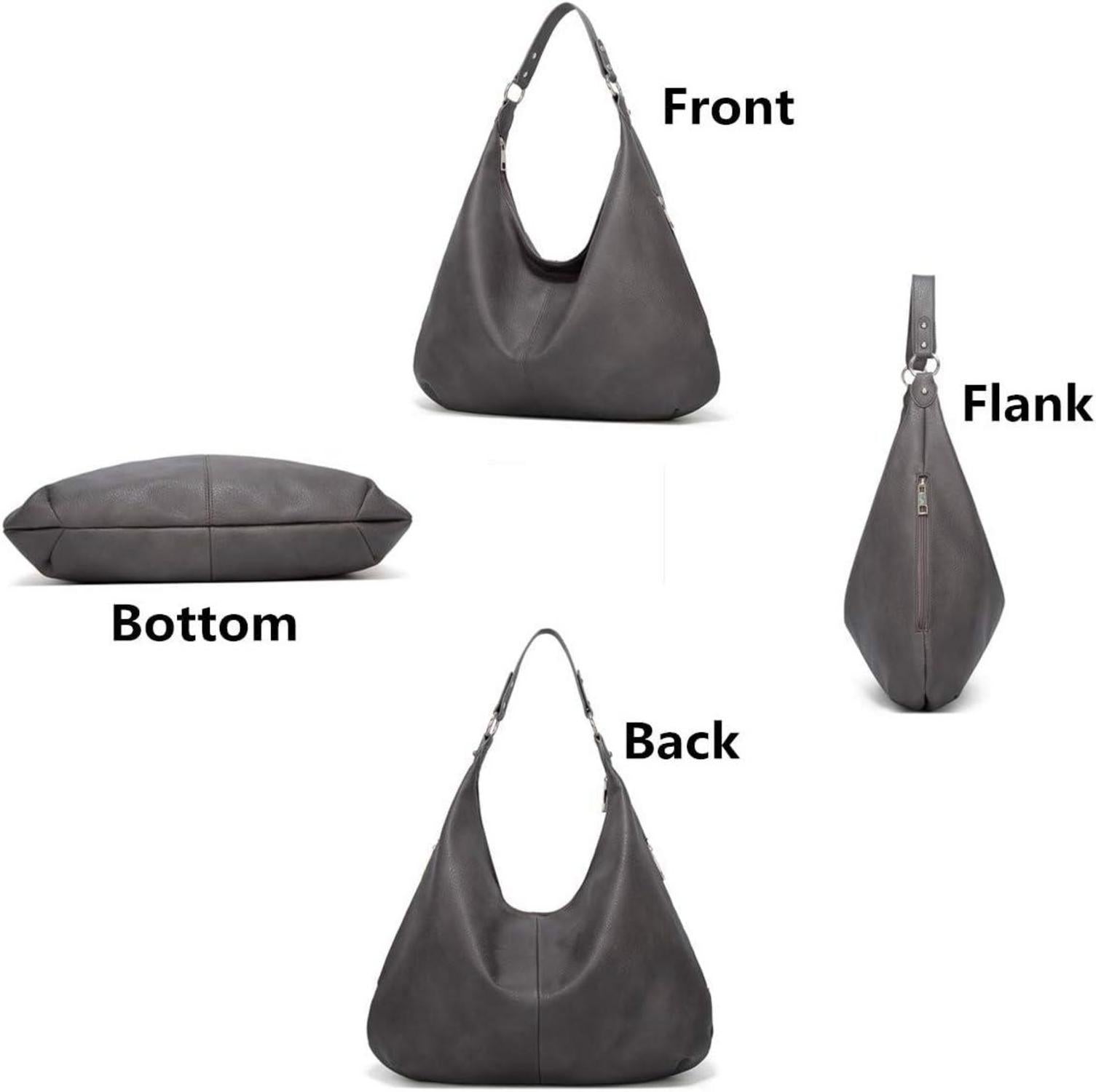 Women's Vintage PU Leather Tote Bag Hobo Shoulder Bag Zipper - Ashioup