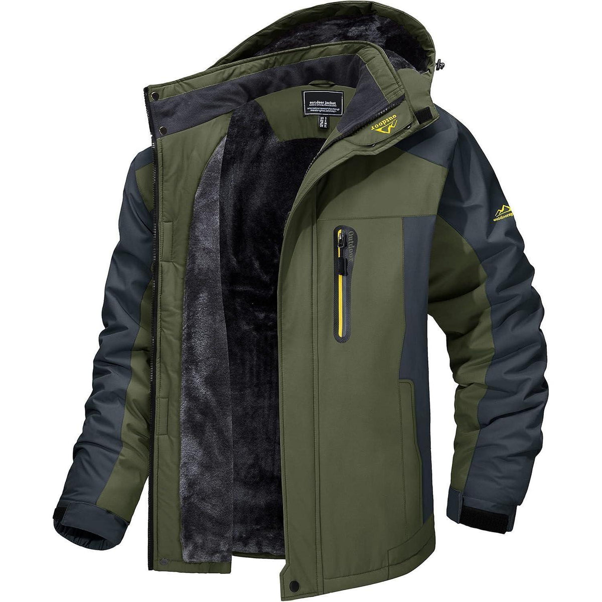 Herren Fleecejacke Winter Warm Gefüttert Skijacke Outdoor Armeegrün
