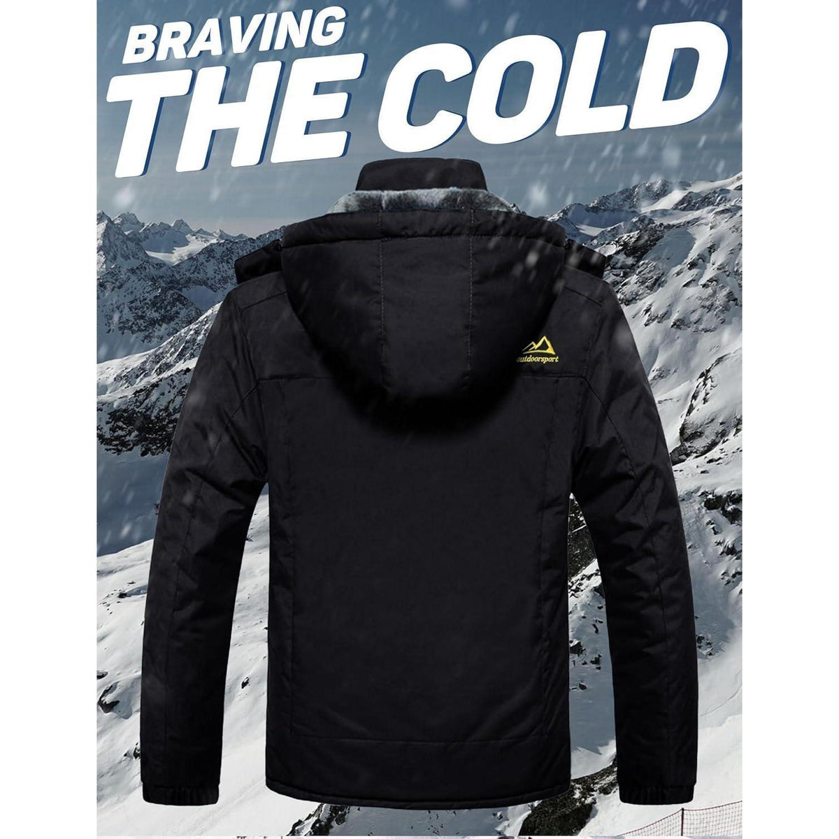 Herren Fleecejacke Winter Warm Gefüttert Skijacke Winddicht Wasserdicht