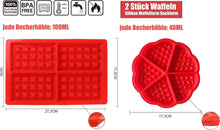 Silikon Waffelform Backform 4 Stück für Waffeln Schokoladen