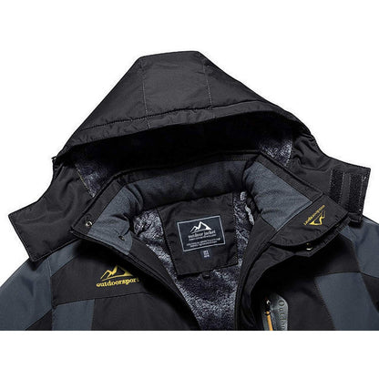 Herren Fleecejacke Winter Warm Gefüttert Skijacke Schwarz-Grau M