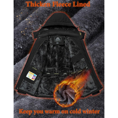 Herren Fleecejacke Winter Warm Gefüttert Skijacke Winddicht Wasserdicht