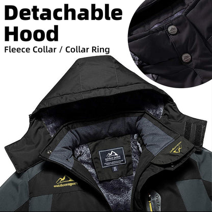 Herren Fleecejacke Winter Warm Gefüttert Skijacke Schwarz-Grau L