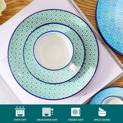 12-teiliges Kaffeeset Porzellan bunt für 4-12