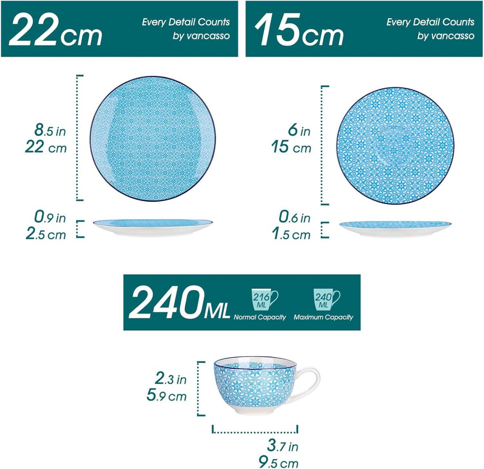 12-teiliges Kaffeeset Porzellan bunt für 4-12