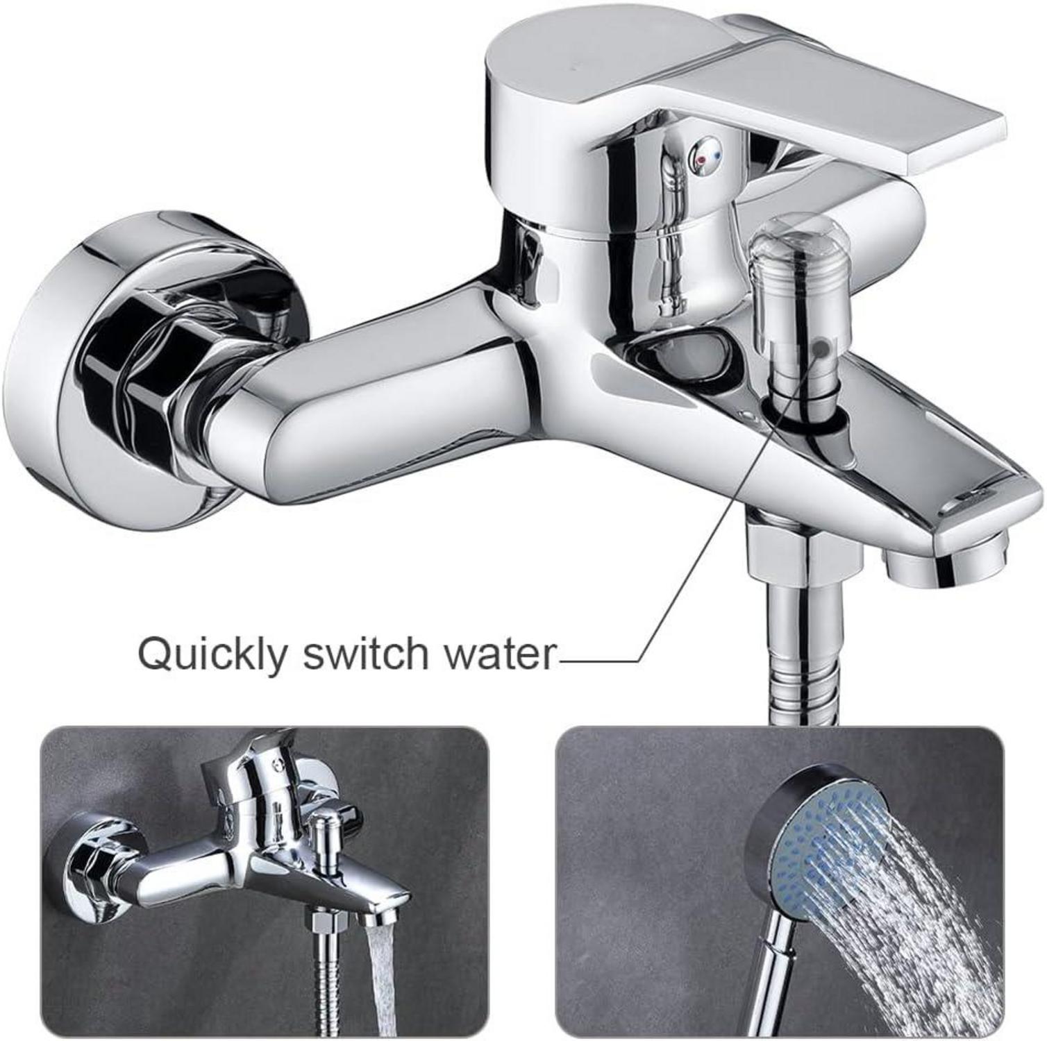 Badewannenarmatur mit Handbrause und 5 Funktionen, Klassisch Set