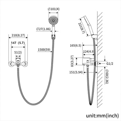 Auralum Hochwertige Badewannenarmatur mit 5 Funktionen und Handbrause