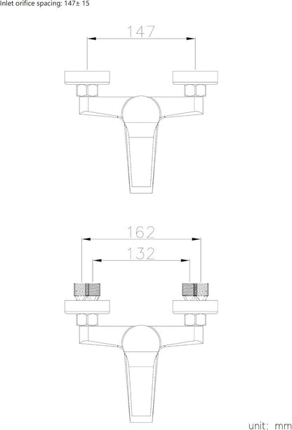 Badewannenarmatur mit Handbrause 5 Funktionen Set für Badewanne
