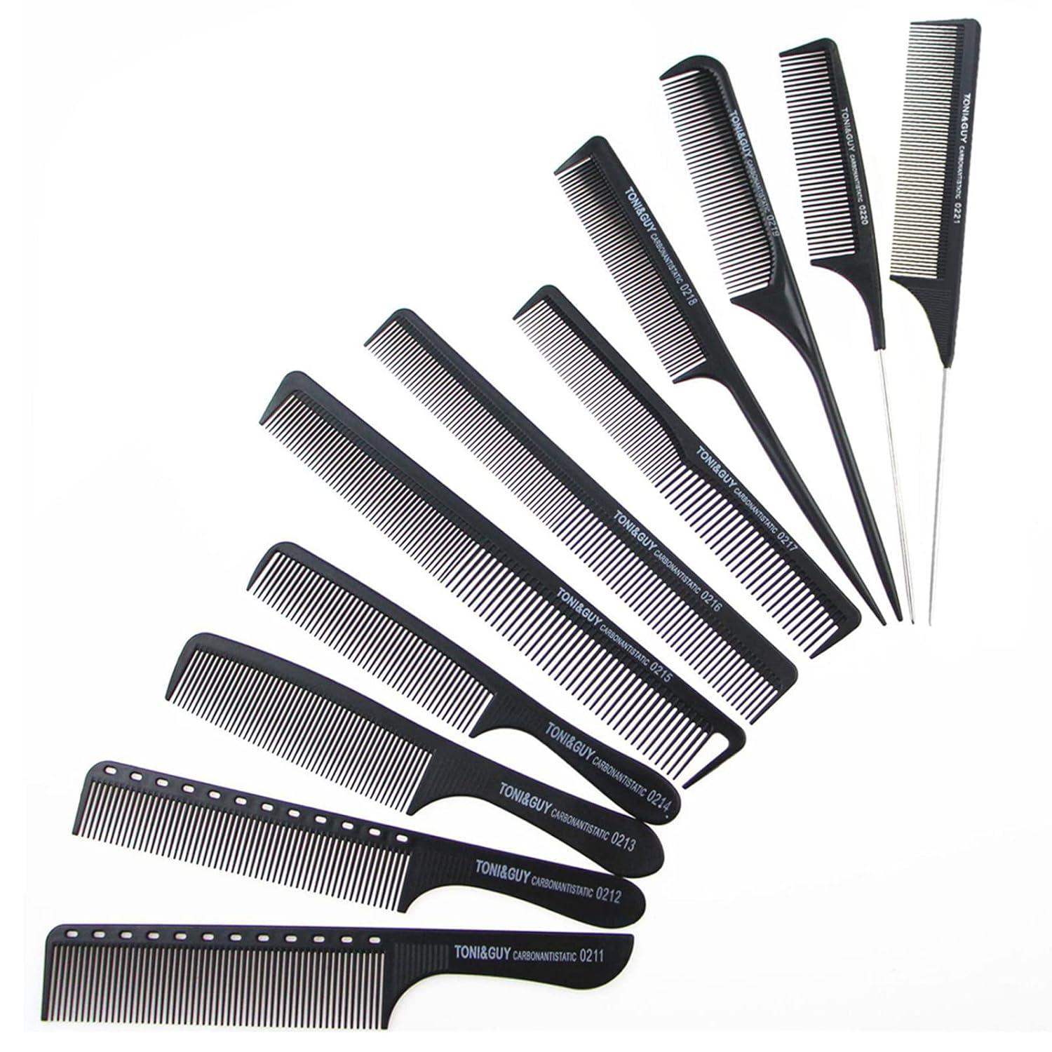 11-teiliges Schwarz Friseur Haarkamm-Set für Haarstyling