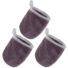 Premium Mikrofaser Gesichtsreinigungshandschuhe 3er Set Lila