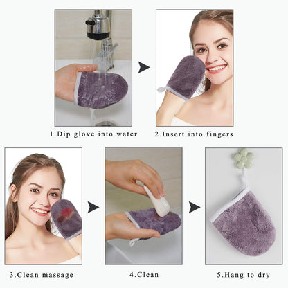 Mikrofaser Waschhandschuh Make up Entferner Tuch 3 Stück Lila