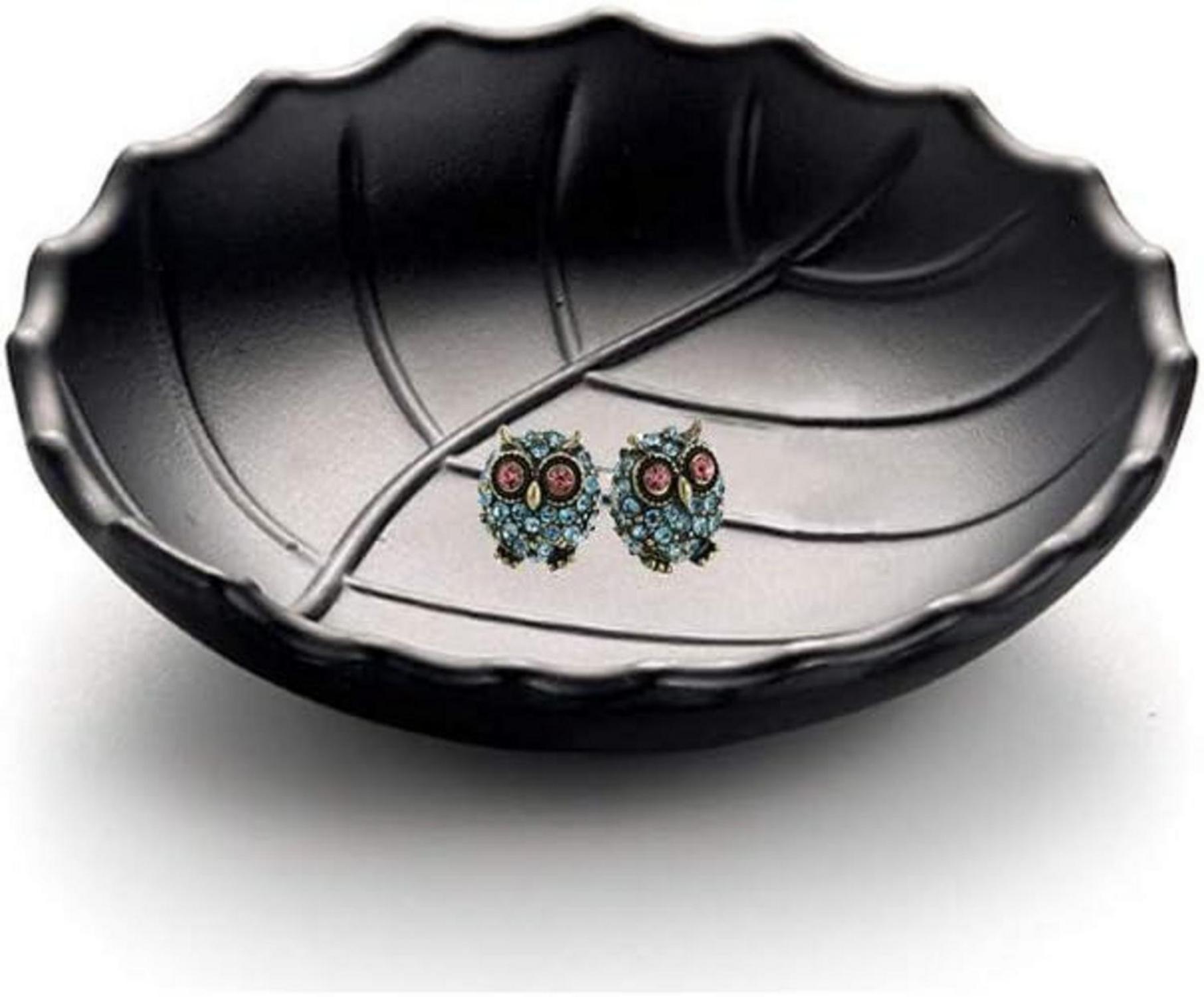 Schmucktablett Schwarz Organizer Schlüssel Deko oval
