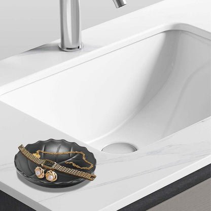 Schwarzes Schmucktablett Organizer Kommode Deko Schlüssel oval Blatt