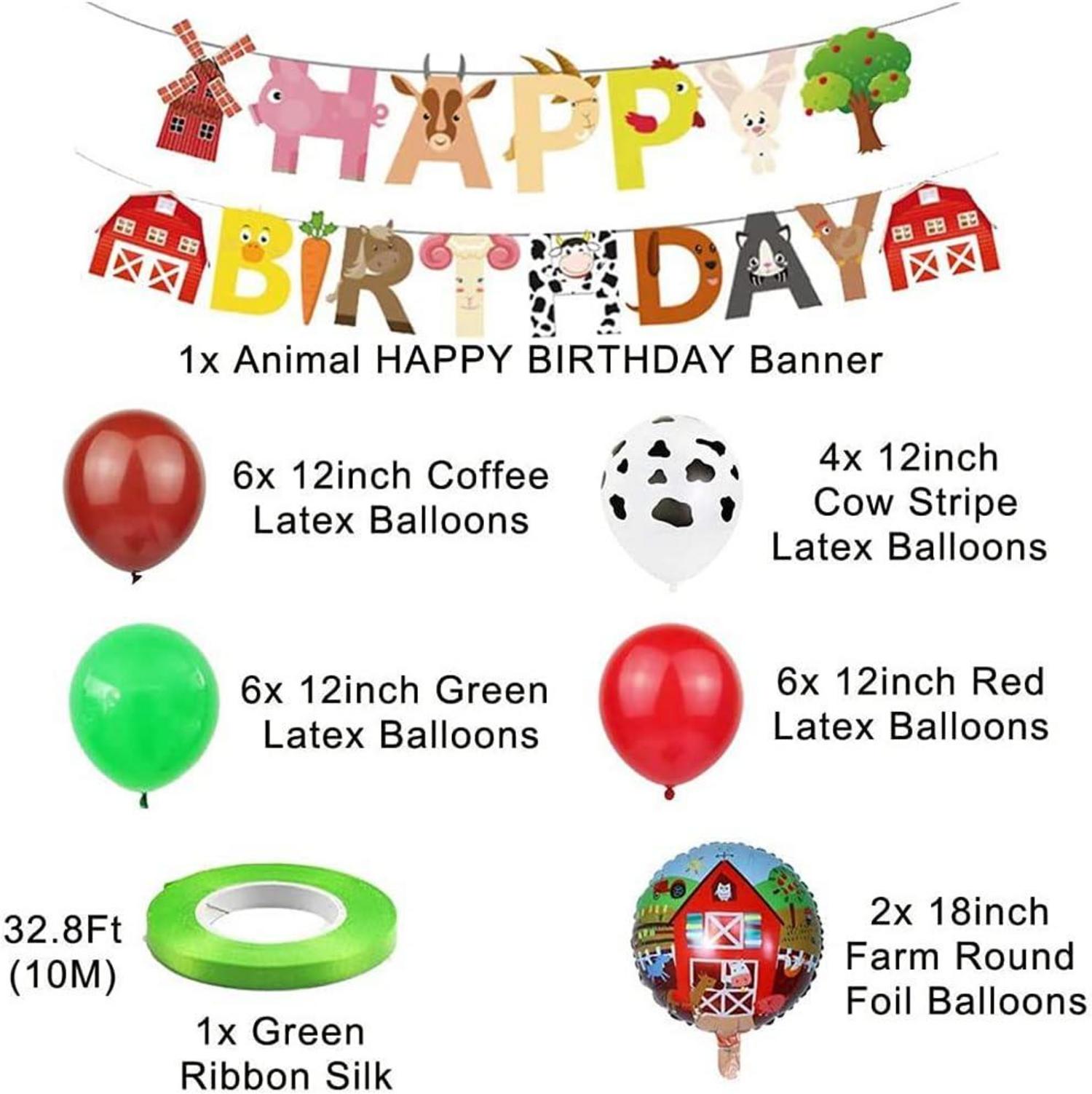 Bauernhof Tier Party Deko Folienballons Cupcake Topper Set