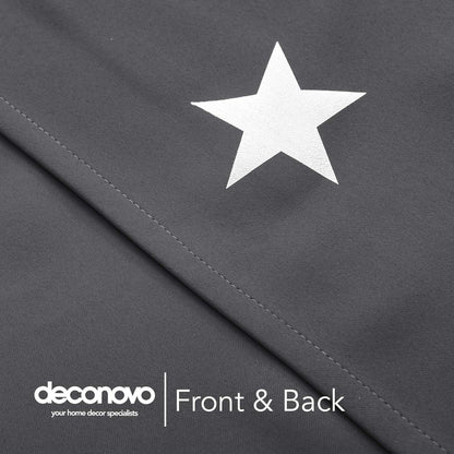 Verdunkelungsvorhänge Sterne Thermo Ösen 160x132cm Dunkelgrau 2er Set